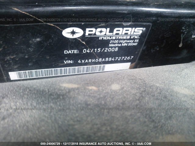 4XARH68A884727267 - 2008 POLARIS RANGER XP BLACK photo 9