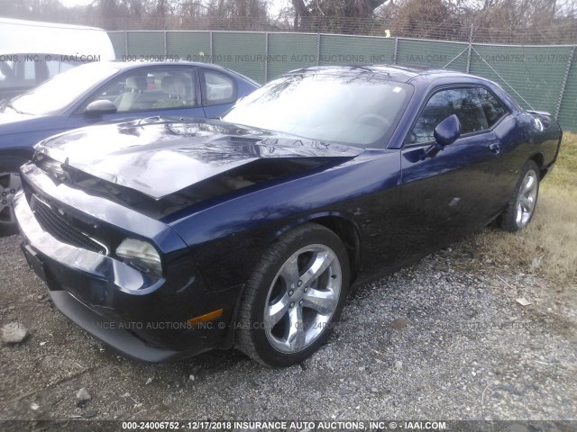 2C3CDYAG4DH688117 - 2013 DODGE CHALLENGER SXT BLUE photo 2