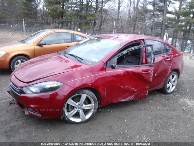 1C3CDFEB1ED797488 - 2014 DODGE DART GT RED photo 2