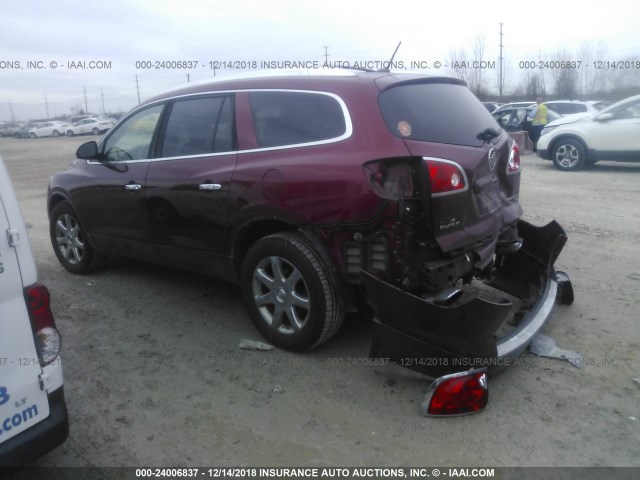 5GAEV23788J275912 - 2008 BUICK ENCLAVE CXL RED photo 3