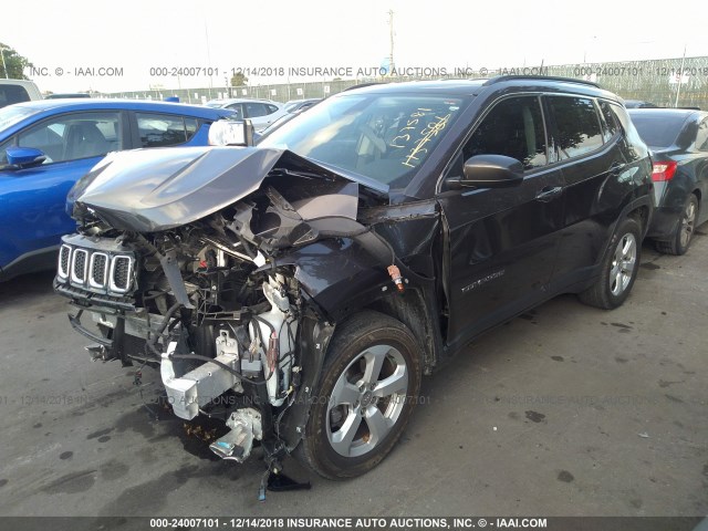 3C4NJCBB6JT137581 - 2018 JEEP COMPASS LATITUDE GRAY photo 2