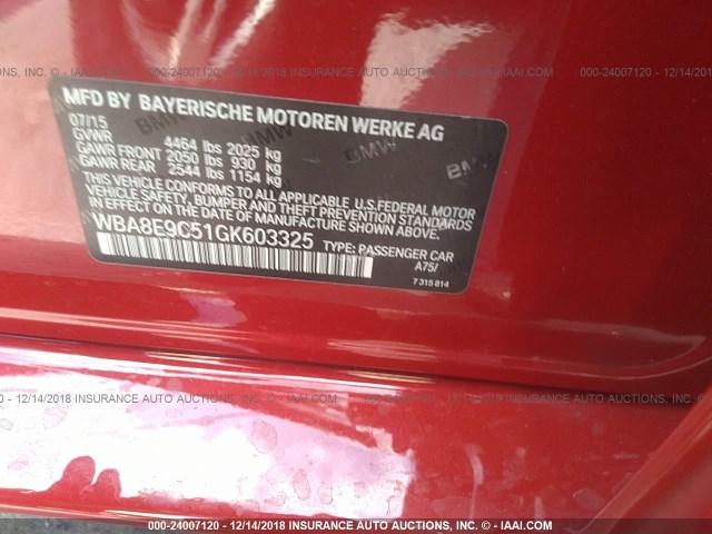 WBA8E9C51GK603325 - 2016 BMW 328 I SULEV RED photo 9