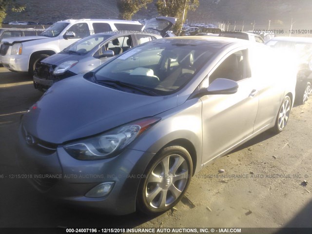 KMHDH4AE1CU214628 - 2012 HYUNDAI ELANTRA GLS/LIMITED GRAY photo 2