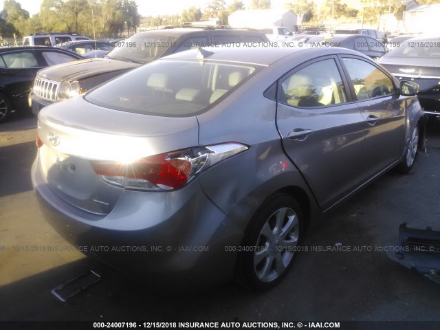 KMHDH4AE1CU214628 - 2012 HYUNDAI ELANTRA GLS/LIMITED GRAY photo 4