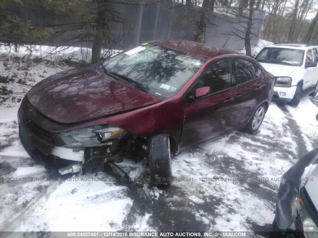 1C3CDFBB2FD374327 - 2015 DODGE DART SXT MAROON photo 2