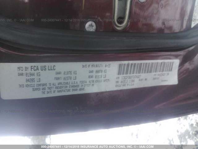 1C3CDFBB2FD374327 - 2015 DODGE DART SXT MAROON photo 9