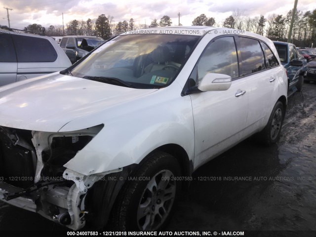 2HNYD28449H523518 - 2009 ACURA MDX TECHNOLOGY WHITE photo 2