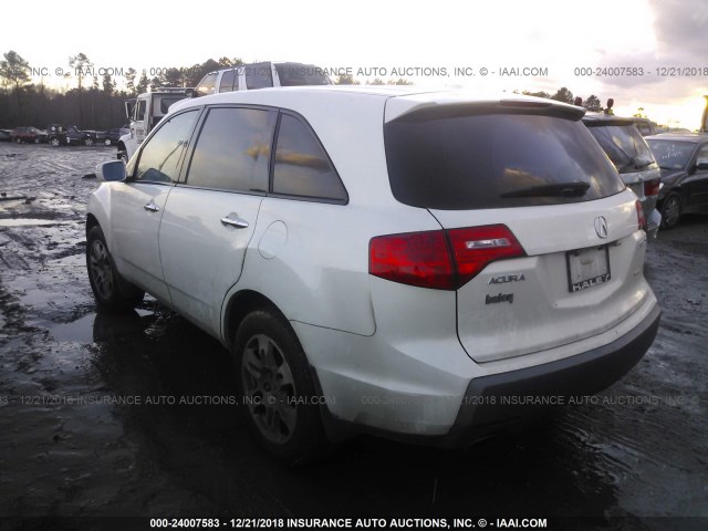 2HNYD28449H523518 - 2009 ACURA MDX TECHNOLOGY WHITE photo 3