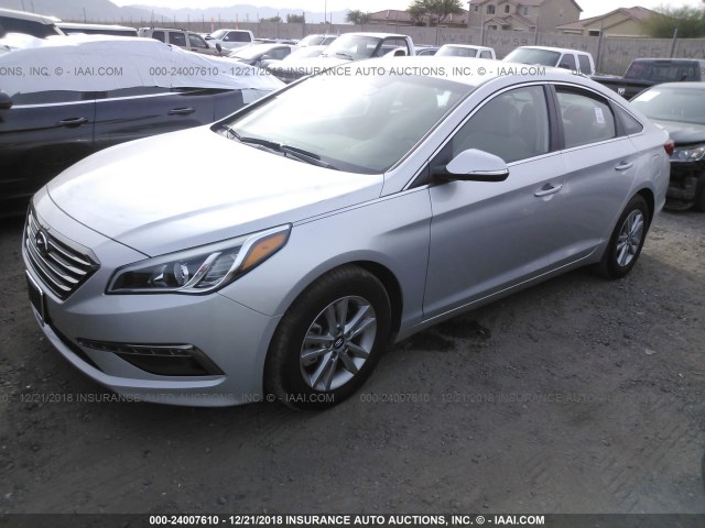 5NPE24AA6FH190297 - 2015 HYUNDAI SONATA ECO SILVER photo 2