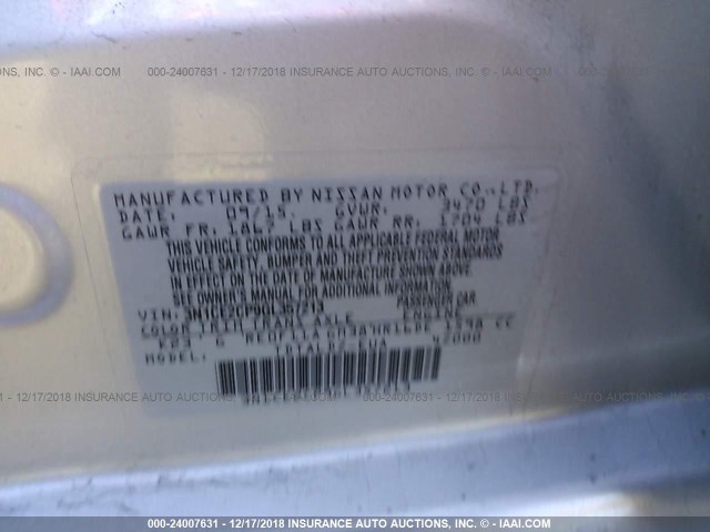 3N1CE2CP9GL357213 - 2016 NISSAN VERSA NOTE S/S PLUS/SV/SL/SR GRAY photo 9