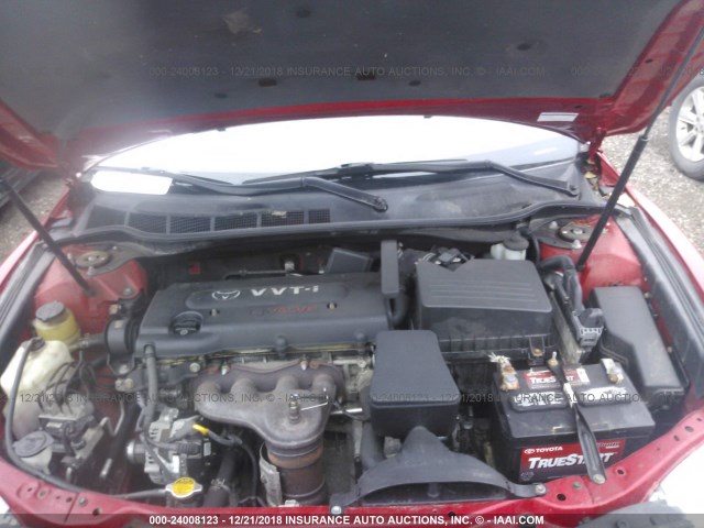 4T1BE46K47U067905 - 2007 TOYOTA CAMRY NEW GENERAT CE/LE/XLE/SE RED photo 10