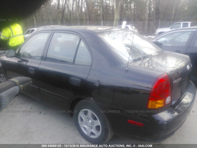 KMHCG45C33U475301 - 2003 HYUNDAI ACCENT GL BLACK photo 3