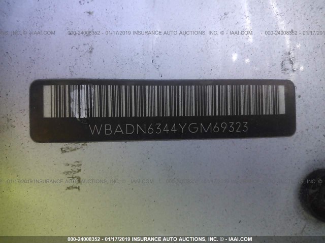 WBADN6344YGM69323 - 2000 BMW 540 I AUTOMATIC SILVER photo 9