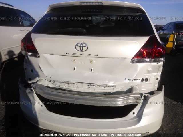 4T3BA3BB7EU061726 - 2014 TOYOTA VENZA LE/XLE WHITE photo 6