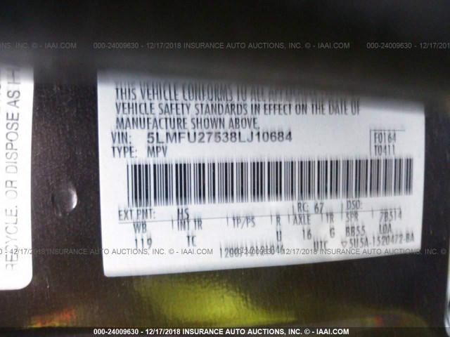 5LMFU27538LJ10684 - 2008 LINCOLN NAVIGATOR 棕色 照片 9