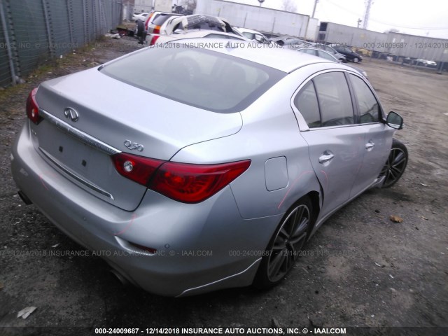 JN1BV7ARXEM684493 - 2014 INFINITI Q50 PREMIUM/SPORT SILVER photo 4