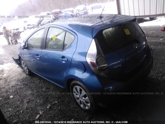 JTDKDTB31D1045020 - 2013 TOYOTA PRIUS C BLUE photo 3