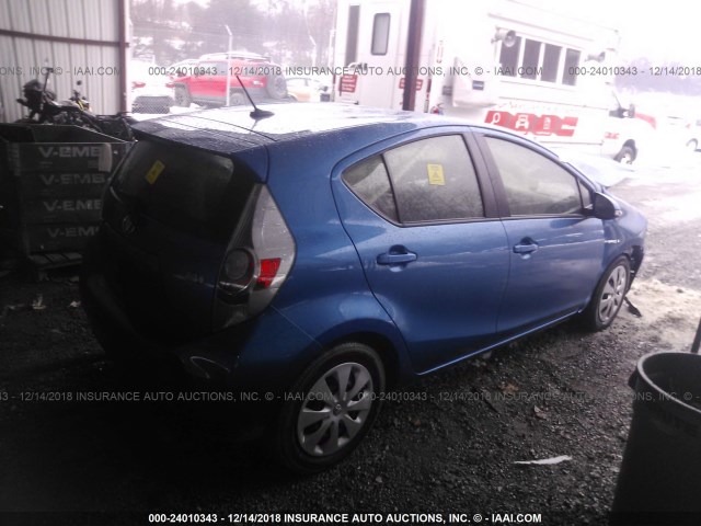 JTDKDTB31D1045020 - 2013 TOYOTA PRIUS C BLUE photo 4