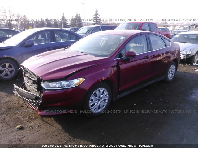 3FA6P0G7XER135136 - 2014 FORD FUSION S RED photo 2