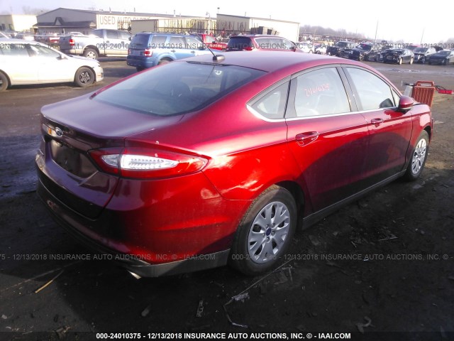 3FA6P0G7XER135136 - 2014 FORD FUSION S RED photo 4