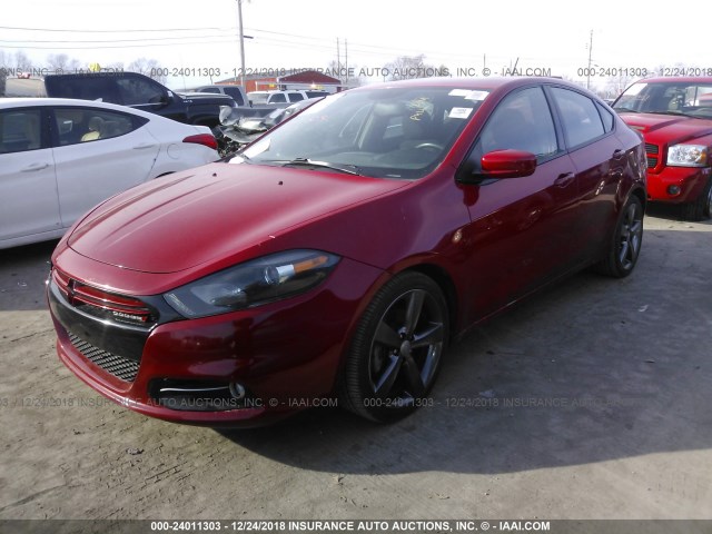 1C3CDFBH3DD224745 - 2013 DODGE DART SXT RED photo 2