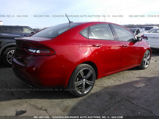 1C3CDFBH3DD224745 - 2013 DODGE DART SXT RED photo 4