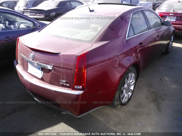 1G6DV57V080157091 - 2008 CADILLAC CTS HI FEATURE V6 RED photo 4