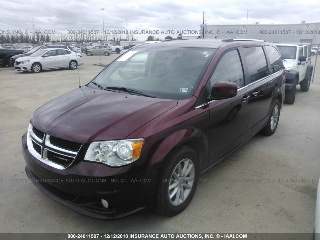 2C4RDGCGXJR215518 - 2018 DODGE GRAND CARAVAN SXT MAROON photo 2