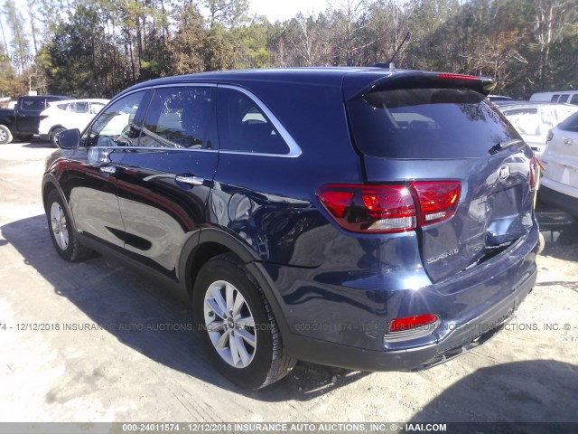 5XYPGDA56KG489917 - 2019 KIA SORENTO LX/L BLUE photo 3