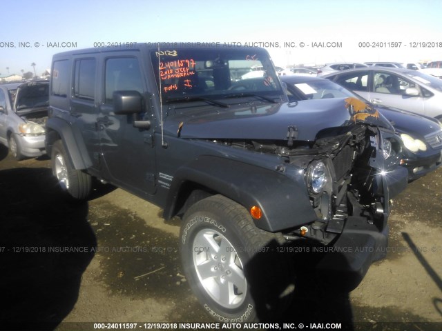 1C4BJWDGXJL887252 - 2018 JEEP WRANGLER UNLIMITED SPORT GRAY photo 1