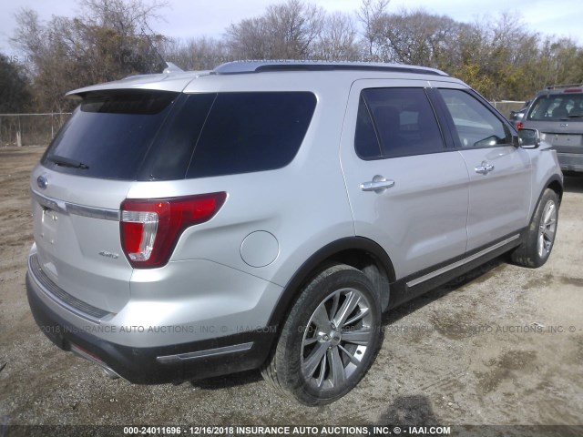 1FM5K8F85JGB48290 - 2018 FORD EXPLORER LIMITED SILVER photo 4