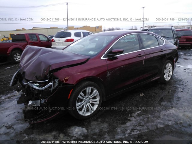 1C3CCCAB0FN673098 - 2015 CHRYSLER 200 LIMITED RED photo 2