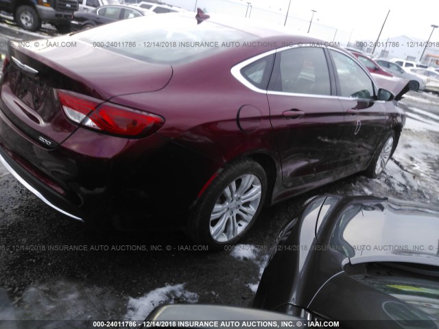 1C3CCCAB0FN673098 - 2015 CHRYSLER 200 LIMITED RED photo 4