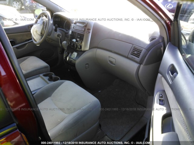 5TDZK23C77S033619 - 2007 TOYOTA SIENNA CE/LE BURGUNDY photo 5