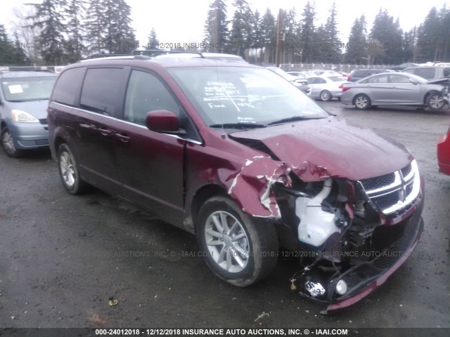 2C4RDGCG6JR207156 - 2018 DODGE GRAND CARAVAN SXT MAROON photo 1