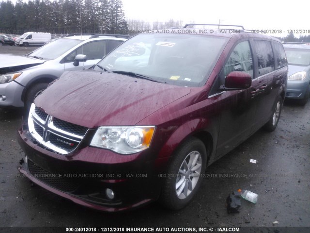 2C4RDGCG6JR207156 - 2018 DODGE GRAND CARAVAN SXT MAROON photo 2