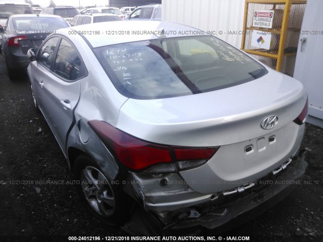 KMHDH4AEXEU181308 - 2014 HYUNDAI ELANTRA SE/SPORT/LIMITED SILVER photo 3