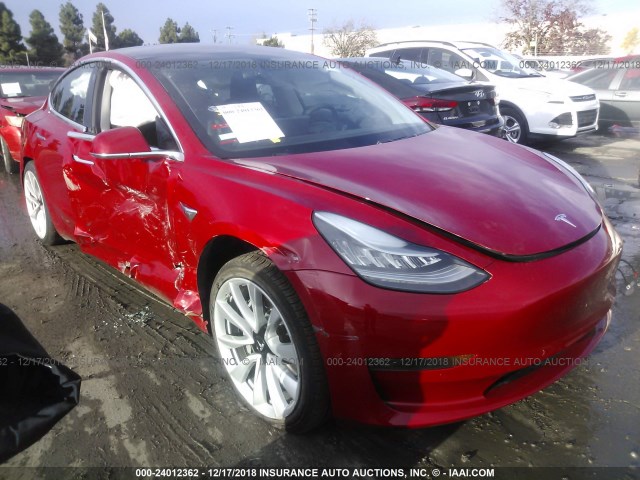 5YJ3E1EA5JF061627 - 2018 TESLA MODEL 3 RED photo 1