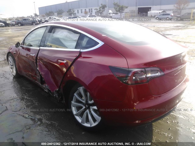 5YJ3E1EA5JF061627 - 2018 TESLA MODEL 3 RED photo 3