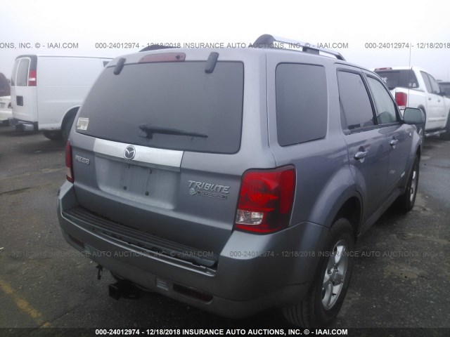 4F2CZ49H78KM24133 - 2008 MAZDA TRIBUTE HYBRID SILVER photo 4