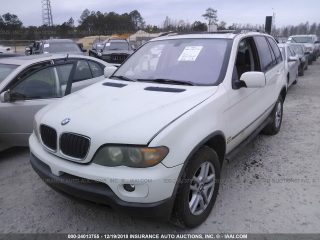 5UXFA13525LY09721 - 2005 BMW X5 3.0I WHITE photo 2