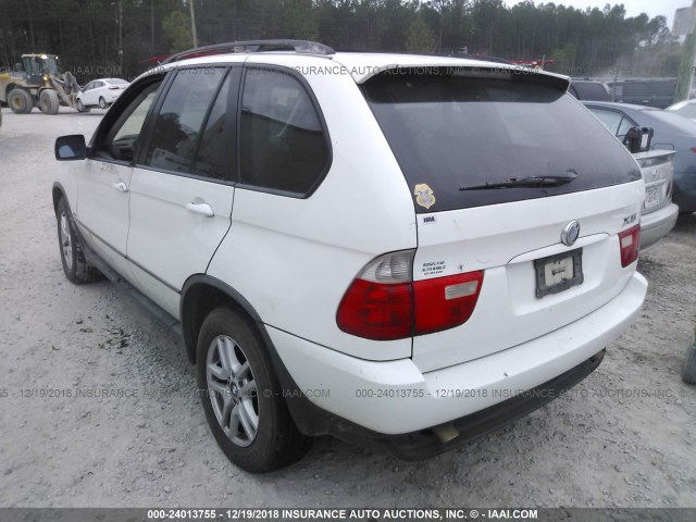 5UXFA13525LY09721 - 2005 BMW X5 3.0I WHITE photo 3