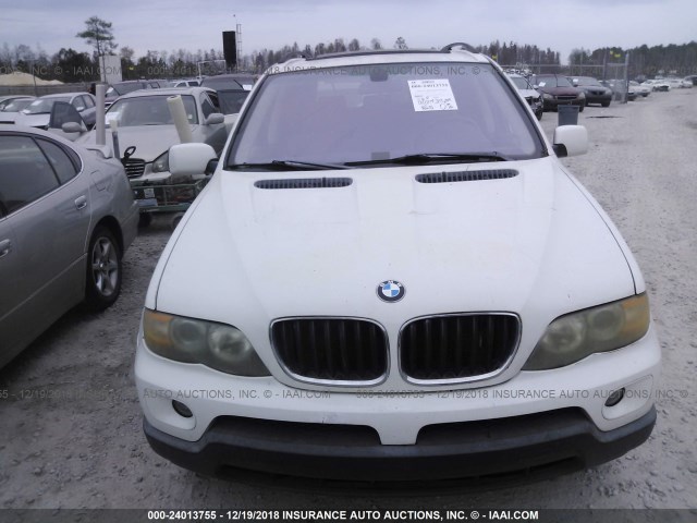 5UXFA13525LY09721 - 2005 BMW X5 3.0I WHITE photo 6