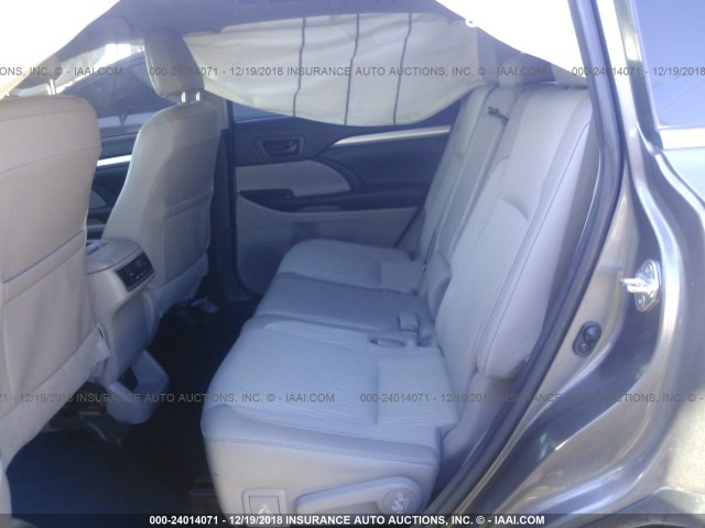 5TDZKRFH0GS186035 - 2016 TOYOTA HIGHLANDER LE/LE PLUS GRAY photo 8