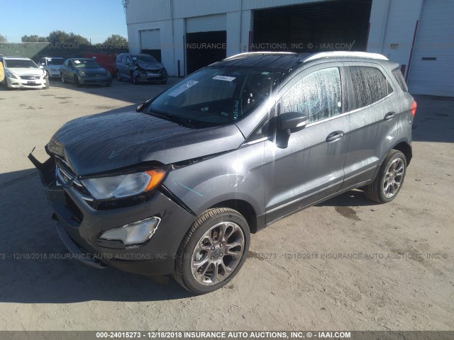 MAJ6P1WL5JC196472 - 2018 FORD ECOSPORT TITANIUM GRAY photo 2