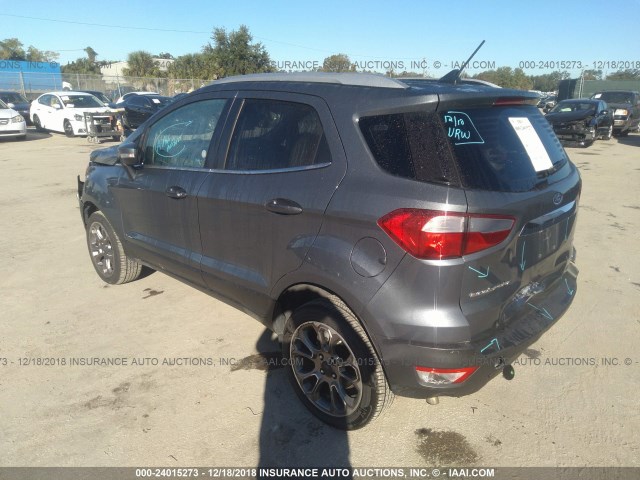 MAJ6P1WL5JC196472 - 2018 FORD ECOSPORT TITANIUM GRAY photo 3