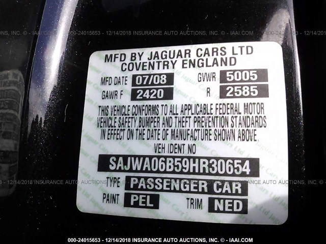 SAJWA06B59HR30654 - 2009 JAGUAR XF PREMIUM LUXURY BLACK photo 9