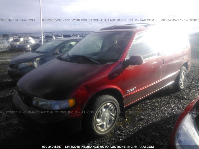 4N2DN1119VD852277 - 1997 NISSAN QUEST XE/GXE RED photo 2