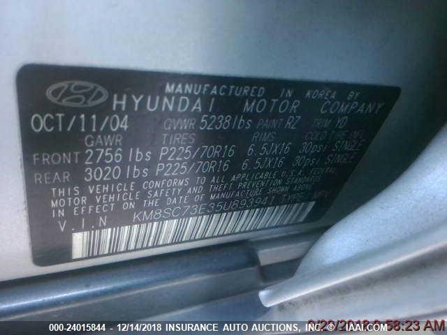 KM8SC73E35U893941 - 2005 HYUNDAI SANTA FE GLS/LX WHITE photo 8