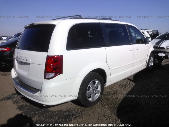 2C4RDGCG2DR654961 - 2013 DODGE GRAND CARAVAN SXT WHITE photo 4